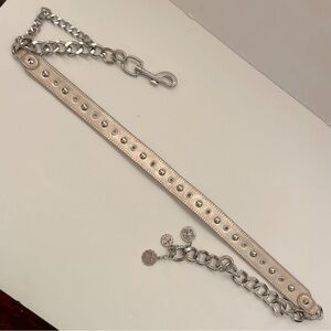 Kathy Van Zeeland Champagne‎ Silver Bling Rhinestone Chunk Chain Studded Belt